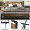 Queen Bed Frame with Wood Headboard, Modern Rustic Style Platform Bed Frame Queen Size, Heavy Duty Strong Metal Slats Support 4