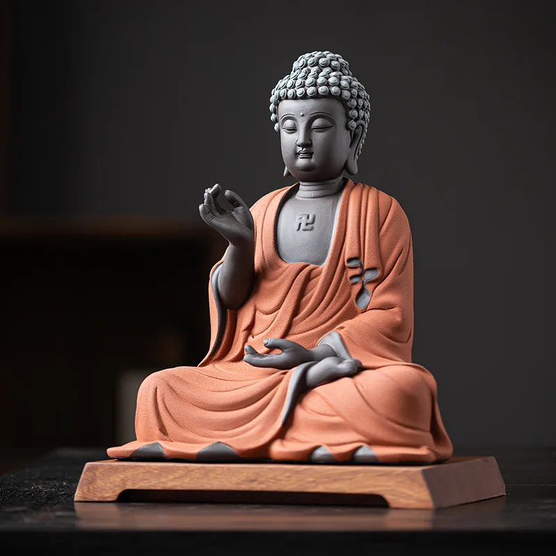 

28cm Porcelain pottery Da Ri Tathagata Mahavairocana Ceramic Shakyamuni Buddha Statue Zen Home Decor