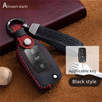 Custodia portachiavi in pelle per Volkswagen per VW Bora Polo Tiguan Jetta Passat B5 B6 B7 scarabeo da Golf per Skoda Octavia - Custodia portachiavi in pelle per Volkswagen per VW Bora Polo Tiguan Jetta Passat B5 B6