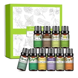 PHATOIL Aromatherapy Essential Oils Set - 10 Pure Natural Oils for Relaxation, Massage, Spa, and DIY Crafts (Essential Oil Set)
