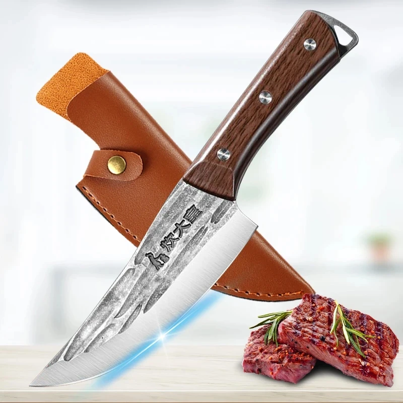

Forged Boning Knife Handmade Kitchen Knives Carbon Steel Chef Knifes Cleaver Meat Butcher Fishing Knife For Hunting Camping BBQ
