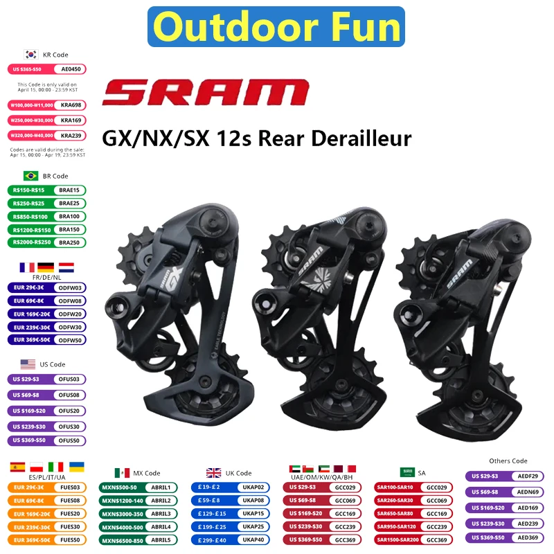 

New Sram GX NX SX Eagle RD 12V Bike Bicycle Mtb 12 Speed Rear Derailleur Long Cage Type 3 X-HORIZON Black