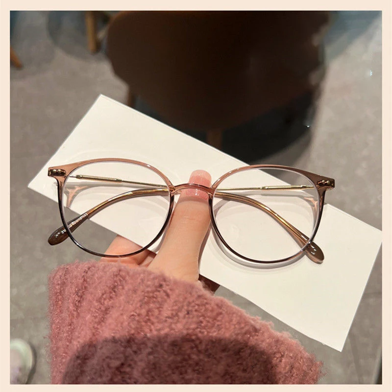 Blue Light Blocking Myopia Glasses Luxury Brand Round Eyeglasses Women Men Prescription Near Sight Glasses Diopter 0 To -4.0 2