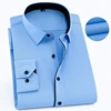 8XL 7XL 6XL Mens Business Shirt Long Sleeve Social Solid Color Men Formal Shirt Long Sleeve Office Pocket Blue White Shirts