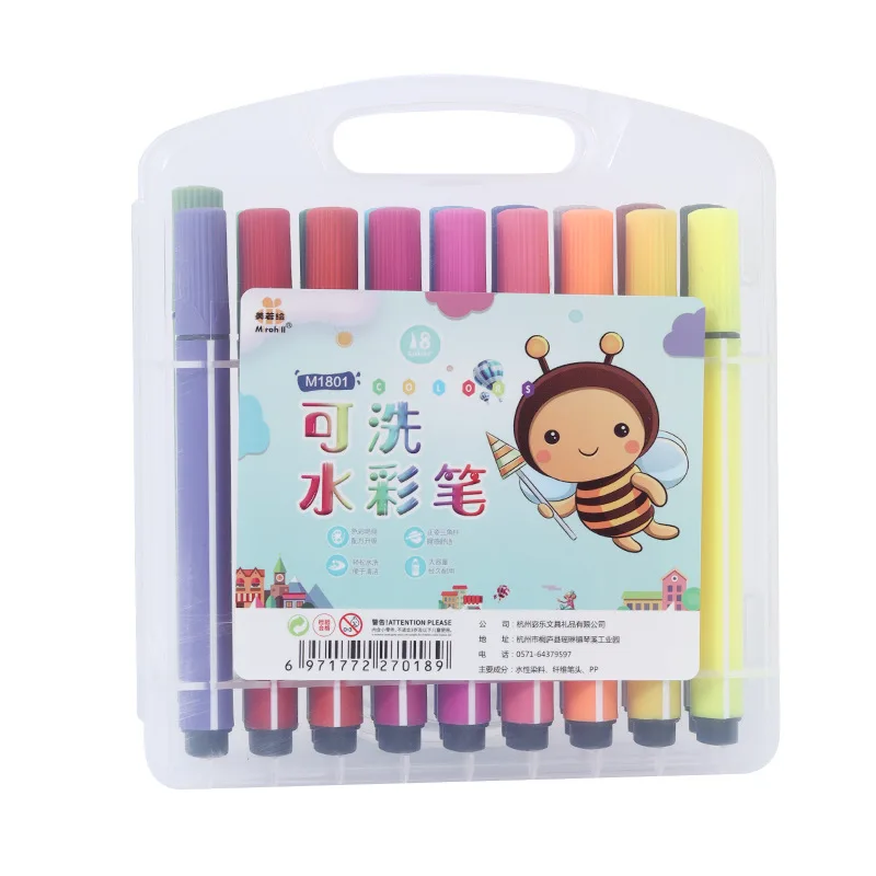 12/24/36/48 Colors Washable Hard Tip Watercolor Pencils for Kids Set of Triangular Rod Student Box Painting Markers/brushes
