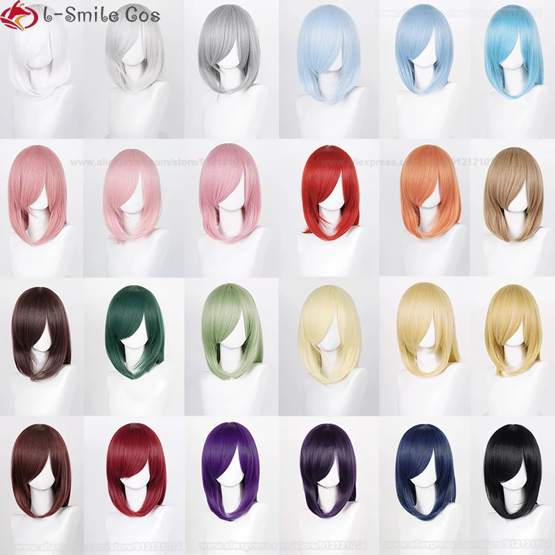 

Парик для косплея аниме с челкой для женщин, термостойкий искусственный волос 40 см, разные цвета
