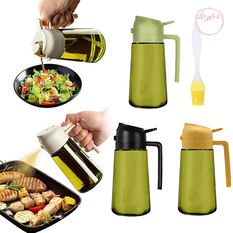 2-in-1 Dark Glass Oil Sprayer Olive Oil Dispenser Lightproof Sprayer For Cooking Salads And Barbecues Barbecue Tools