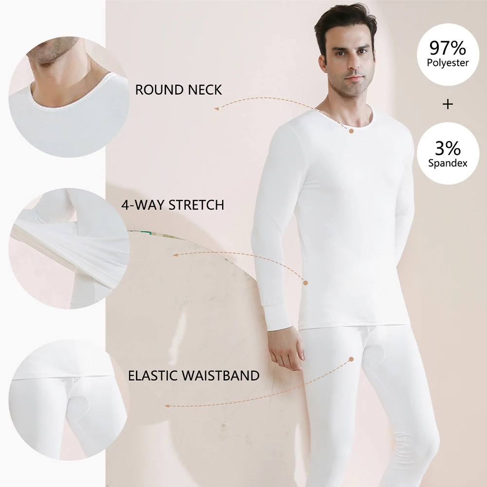 Thermal Underwear Set for Men Cold Weather Base Layer Top Bottom S-2XL
