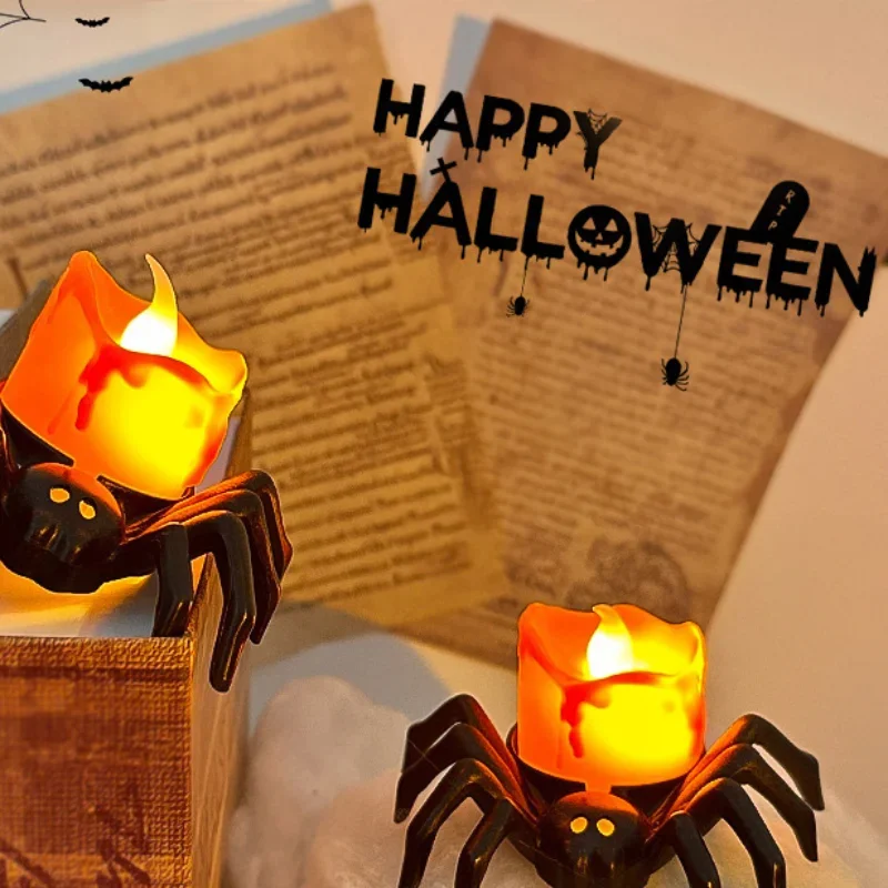Halloween Decorations LED Candle Light Plastic Spider Pumpkin Lamp for Home Bar Haunted House Halloween Party Decor - Image 3
