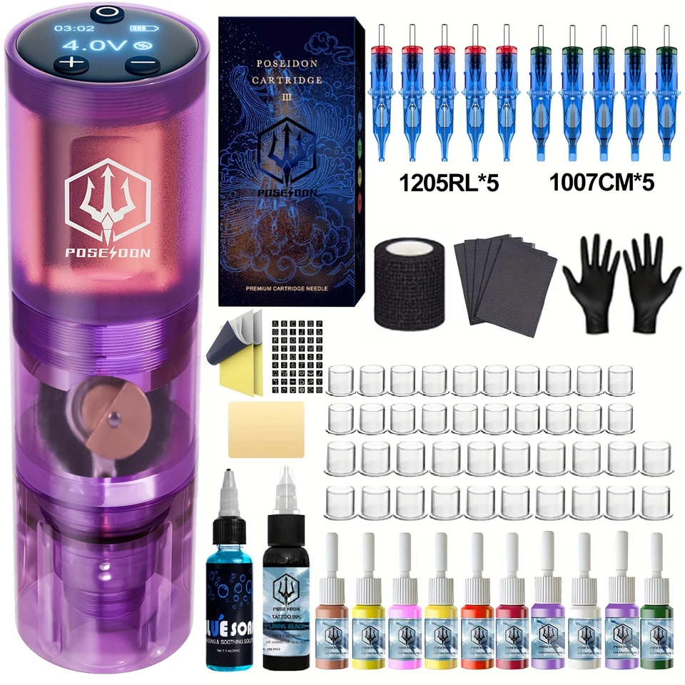 Poseidon Professional Wireless Tattoo Gun Kit