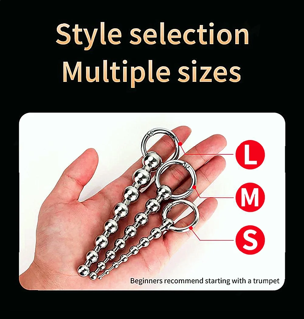 Dieses Harnröhrenstimulationsgerät aus Edelstahl mit Zugperlen dient gleichzeitig als SM-Einführungskatheter und Penisplug aus Metall für erwachsene Männer._voghion.com
