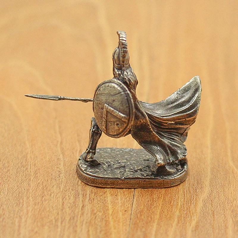 Antike Weiße Messing Spartaner Römische Ritter Figuren Miniaturen Vintage Soldaten Modell Statue Desktop Ornament Geschenk – Detail 3