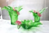 Bright Gorgeous Green Leaf Flower Bowl Home Decoration Brilliant Phalaenopsis Orchid Vase Luxury Ornament Handmade Fruit Tray 4