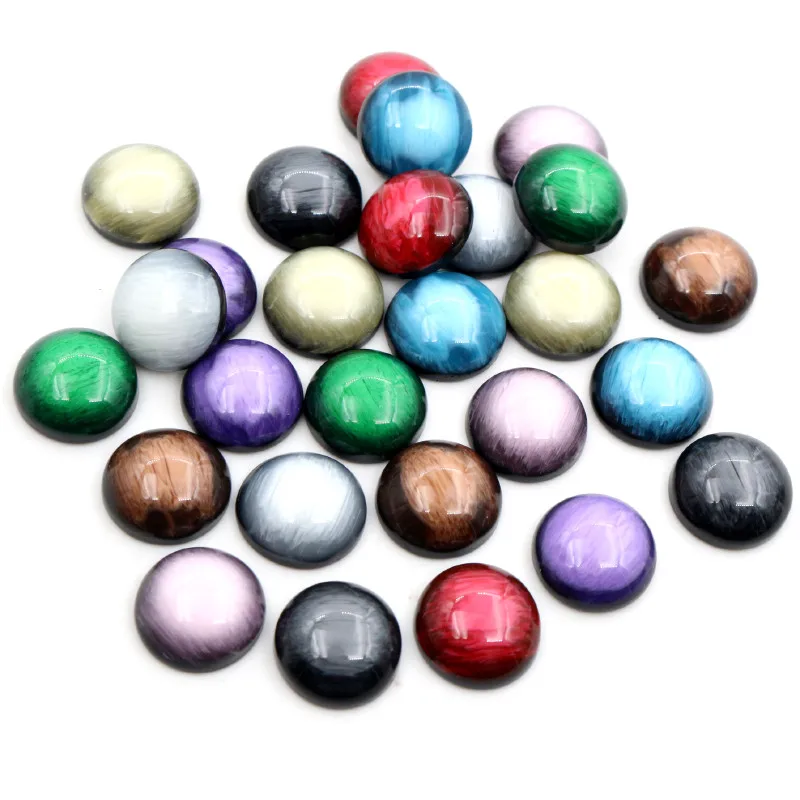 Neue Mode 40 stücke 12mm Mix Farben Stilvolle Farbe Gebürstet Stil Flache rückseite Harz Cabochon Cameo