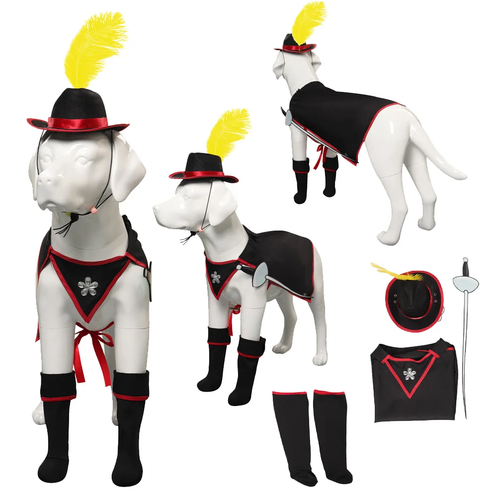 

Puss Cos in Boots Pet Costume Hat Cloak Cosplay Clothing For Dog Pets Cap Cloak Halloween Carnival Party Disguise Roleplay Suit