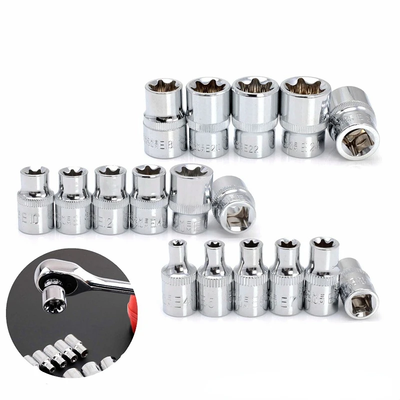 Drado Torx-Stecknüsse Set – 14-teilig, E4 Bis E24, Mit 1/4, 3/8 Und 1/2 Zoll Antrieb, In Kunststoff-Box