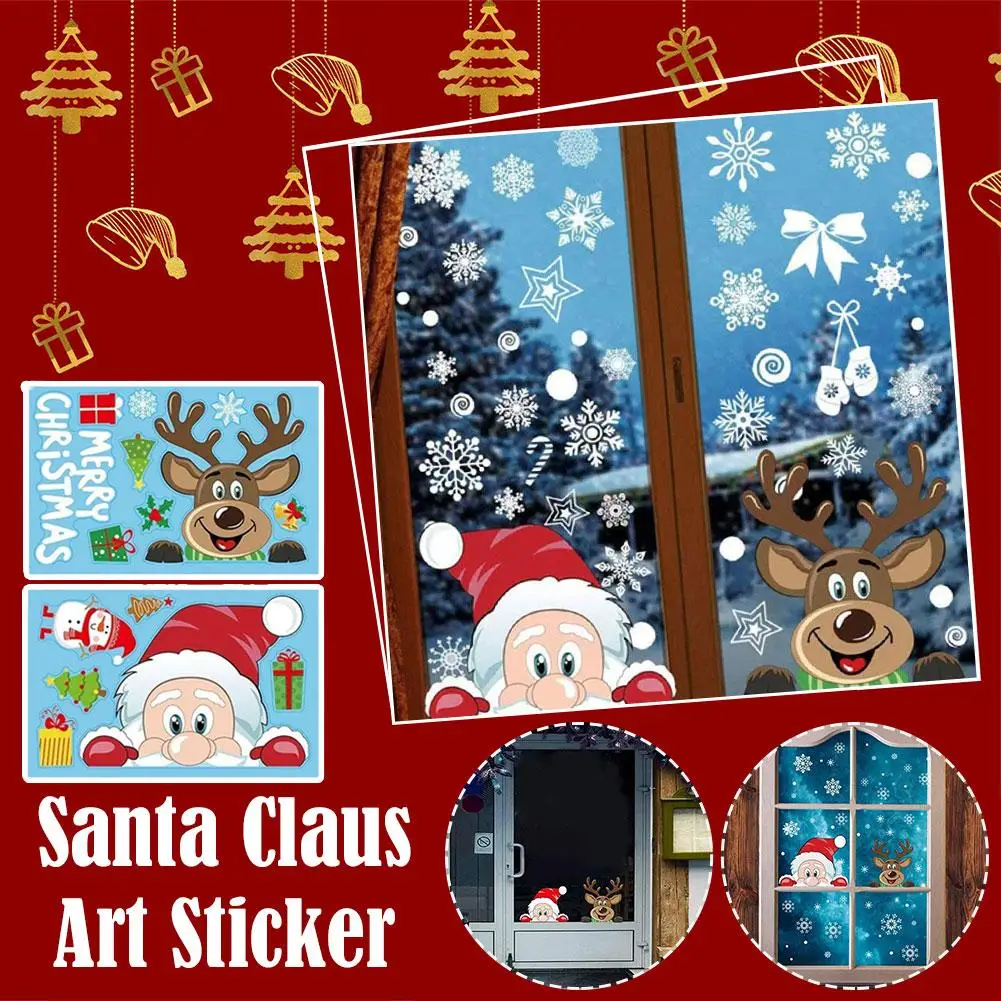 

Christmas Window Clings Window Decoration Stickers For Glass Xmas Snowflakes Clings With Santa Claus Reindeer Snowman Stick U2K8