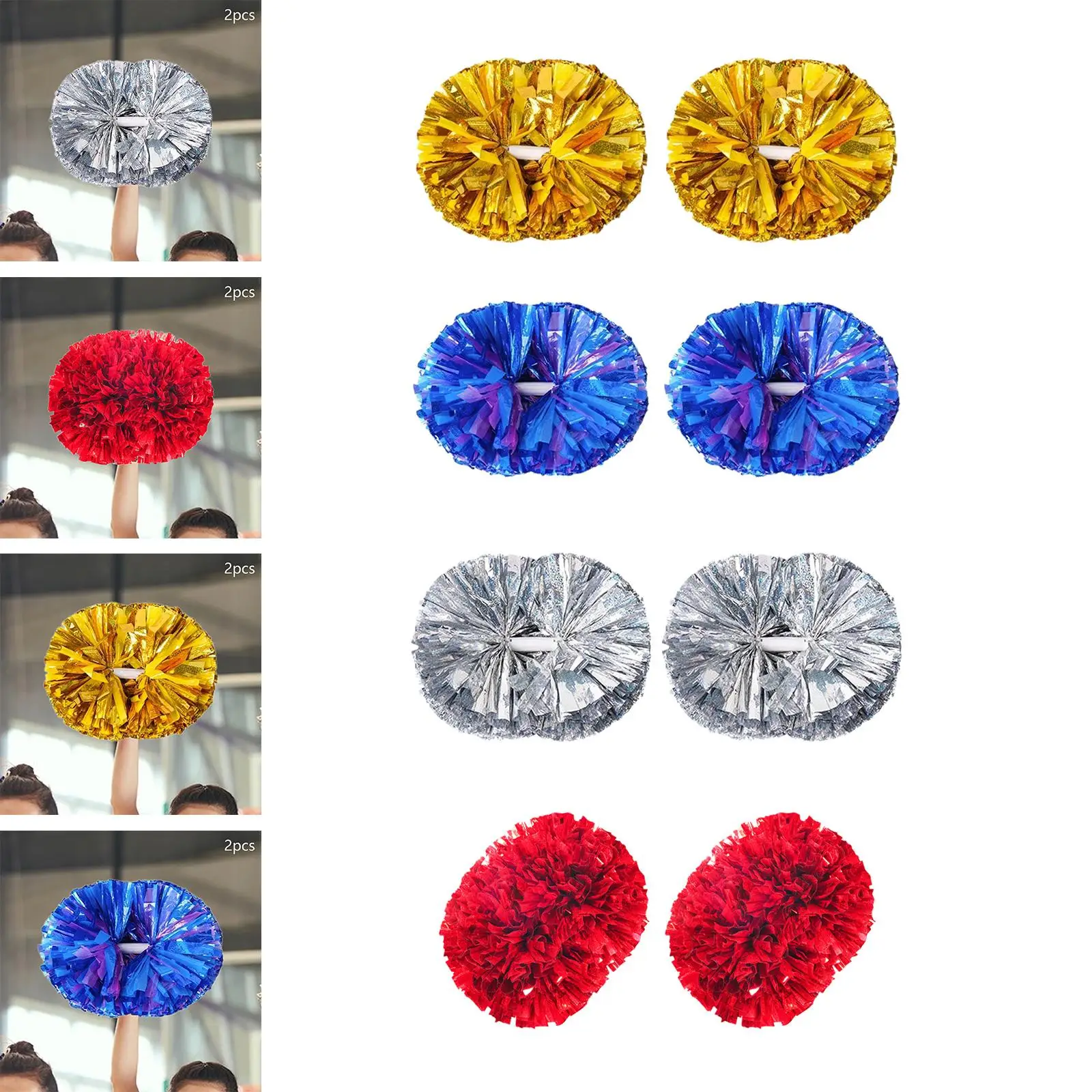 2 Pieces Cheerleading Pom Poms 6 Inches Cheer Poms for Dance Party Ceremony