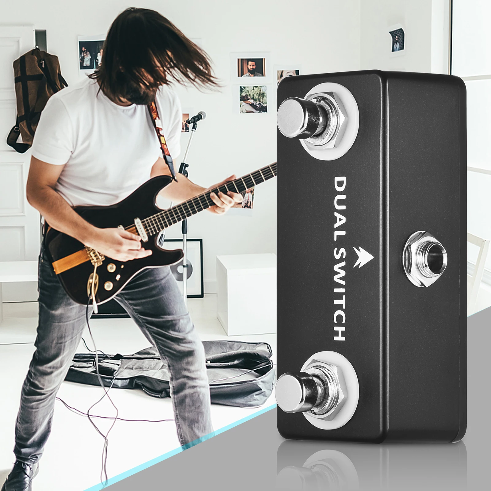 MOSKY Dual Switch Guitar Effect Pedal with Dual Footswitch Pure Buffer Full Meta