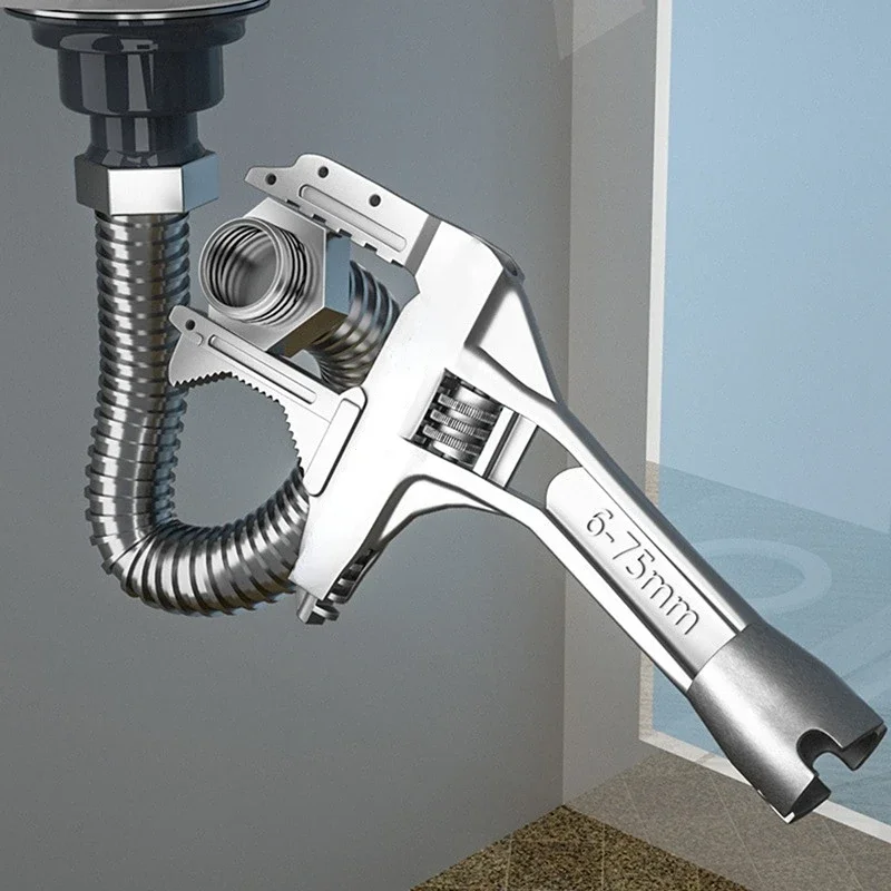 Plumbing wrench sanitary tool movable short handle large opening multifunctional activity universal