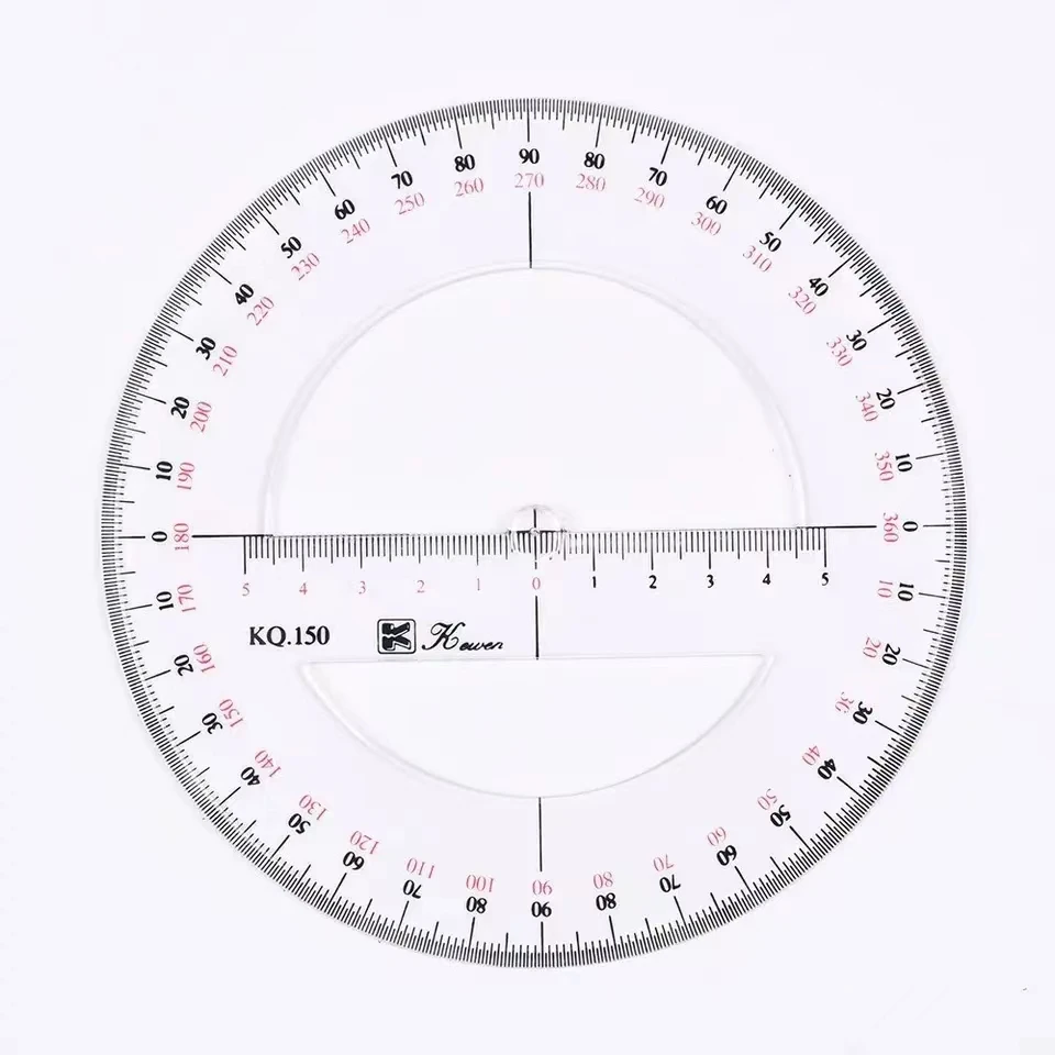 플라스틱 수학 각도기, 180 도, 360 도, 2PSC