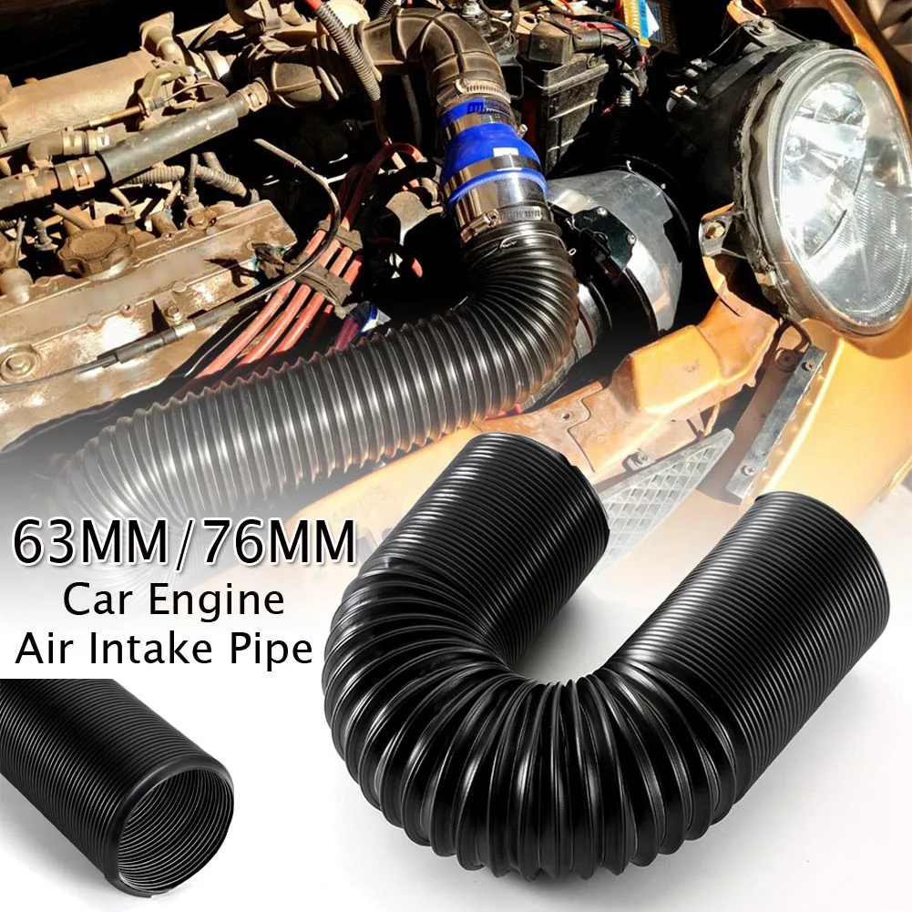 

1M 63/76mm Car Engine Flexible Air hose Air Intake Pipe Inlet Hose Tube Car Air Filter Intake Cold Air Ducting Feed Hose Pipe