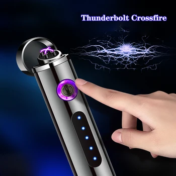 Encendedor Eléctrico Lightning con Arco Dual de Plasma, Recargable USB y Resistente al Viento