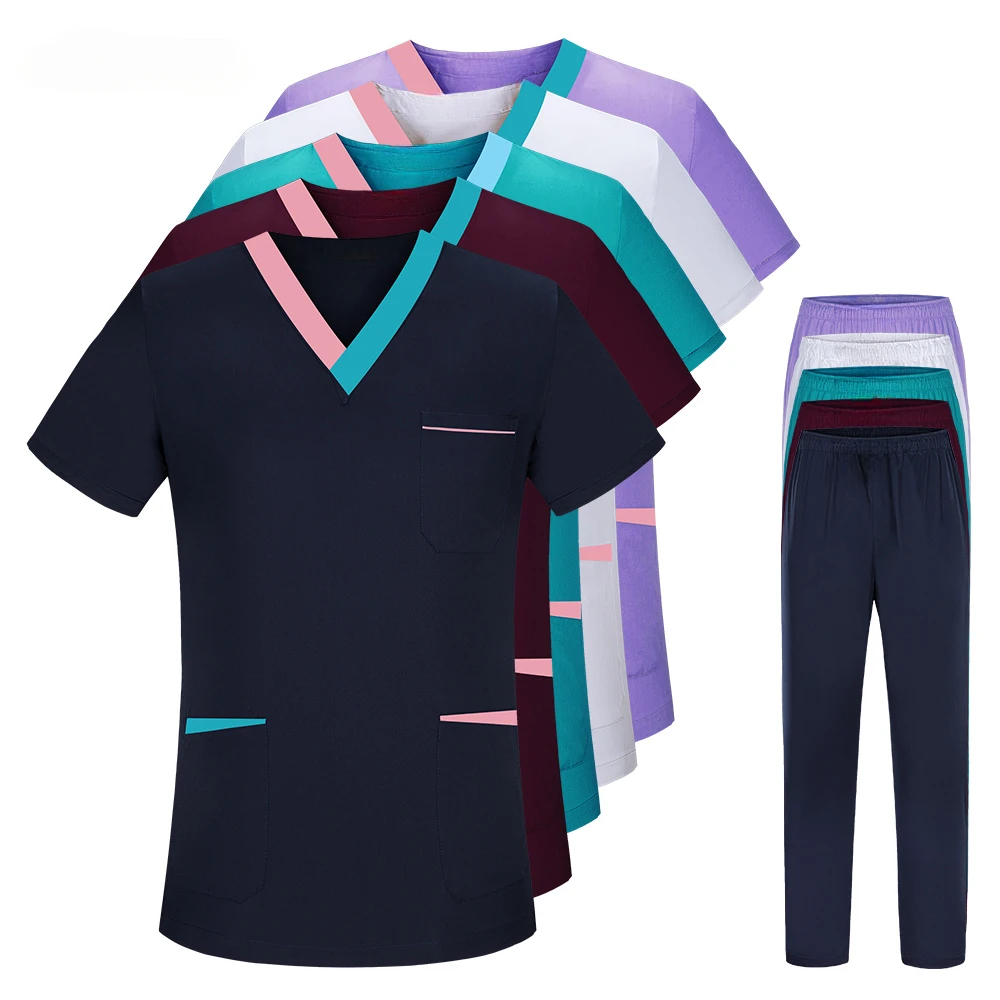 

Pharmacist Uniforms Nursing Shirts Short-sleeved Medical Uniforms Beauty Salon Workwear Dental Clinic Clothes Tops Pants Summer