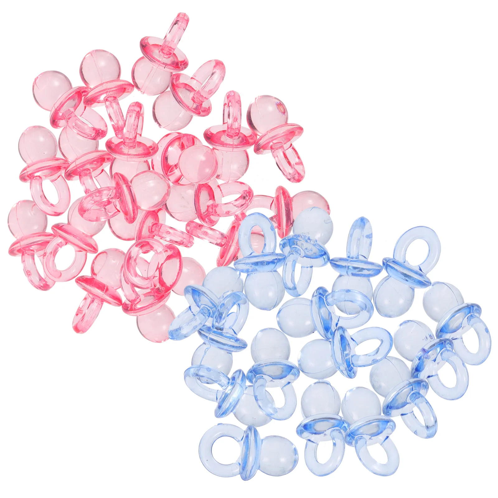 

100 Pcs Mini Acrylic Decorations Boy Baby Shower Favors Blue Pacifier for Girl Small Pacifiers Games Gifts Party