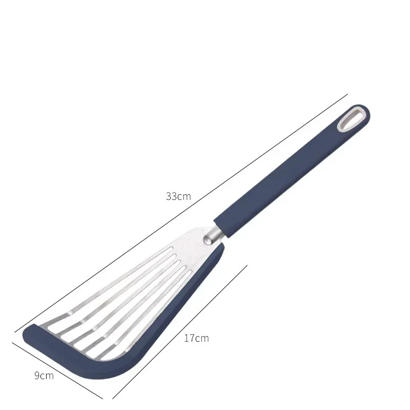 1Pcs Spatula Silicone Stainless Steel Steak Spatulas Barbecue Fried Fish Omelet Tools Heat Resistant Non-stick Kitchen Utensil