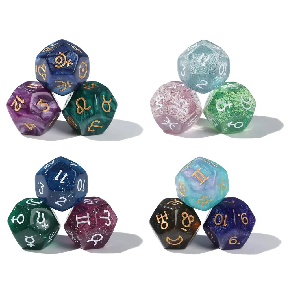 

Fashion Game Gift 12-sided Astrology Constellation Divination Dice Board Game 3x Pearl