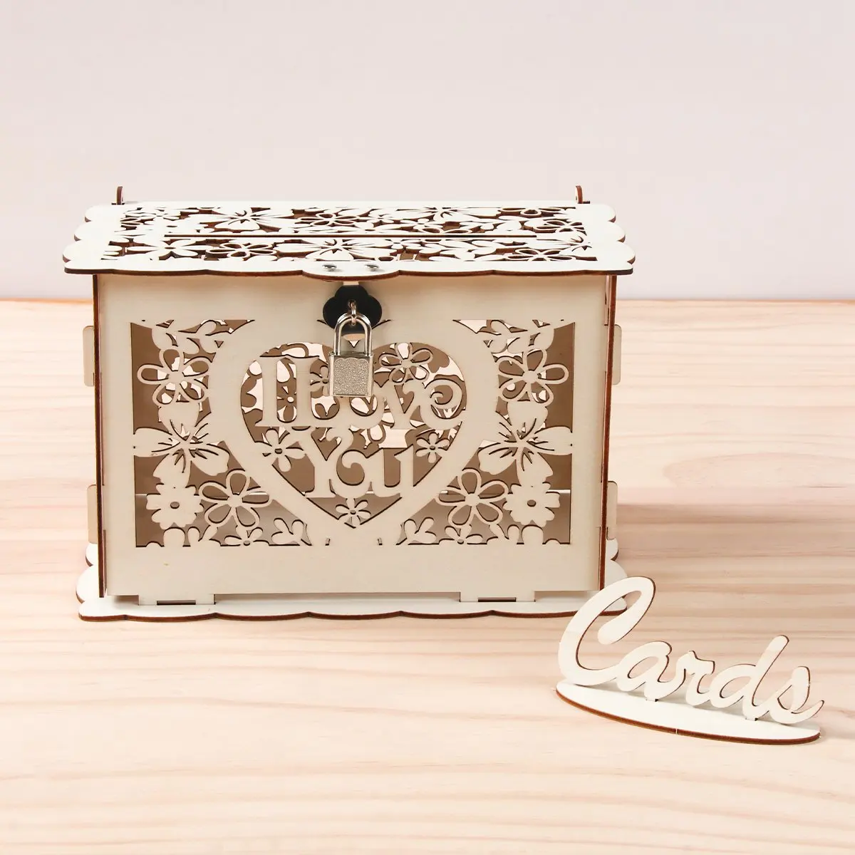 Wooden Gift Card Boxes Wedding Gift Card Box Money Box with Lock DIY Wedding Decoration Party Supplies