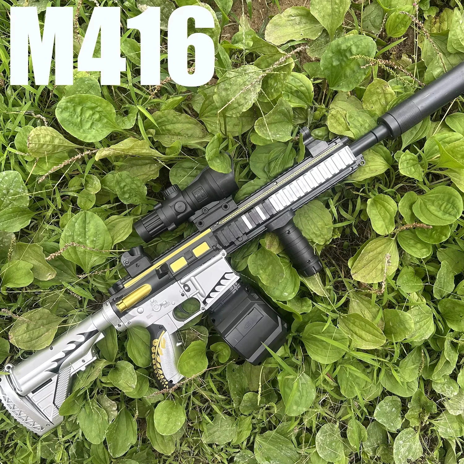 M416 Classic Manual Pull-Up Mode Elastic Gel Ball Launching Toy Gun Boy Outdoor Toy Holiday Christmas Gift