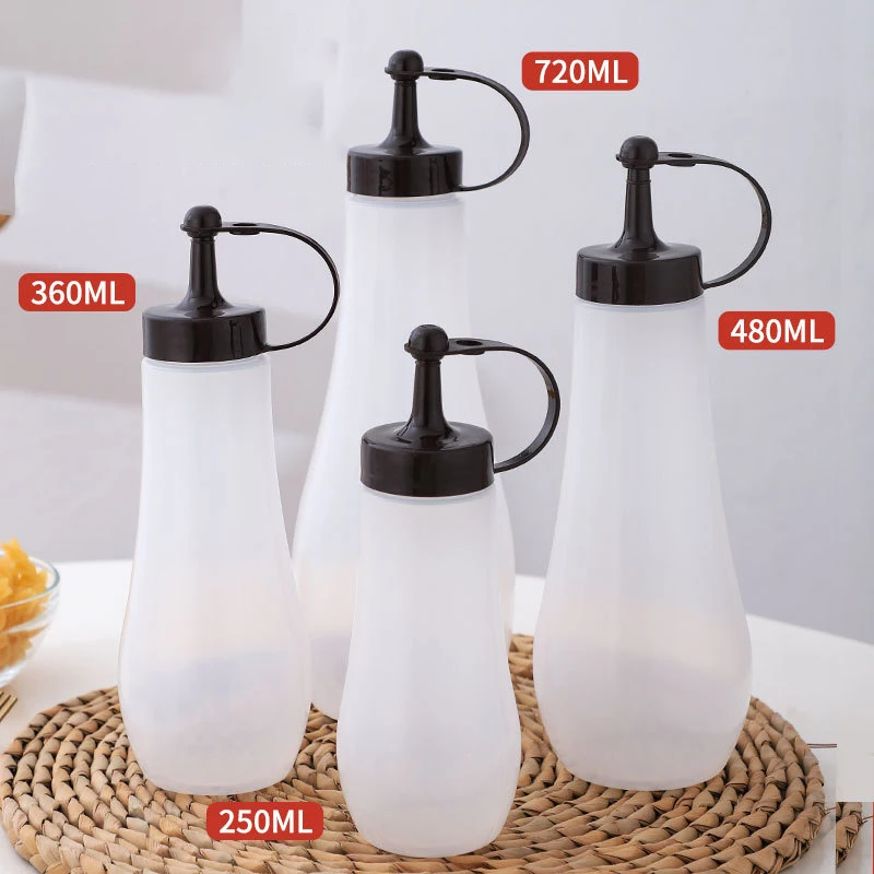 1PC Condiment Squeeze Bottles Enduring Plastic Squeeze Squirt Bottle for Ketchup BBQ Sauces Syrup Condiments Dressings