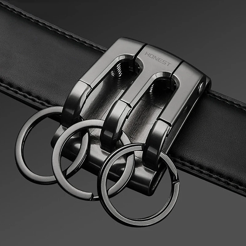Ehrlicher klassischer Gürtel-Schlüsselanhänger, langlebiger Auto-Schlüsselanhänger, luxuriöse Schnalle für Schlüsselanhänger, Halter, 3-Haken, Zubehör, bestes Weihnachtsgeschenk für Männer