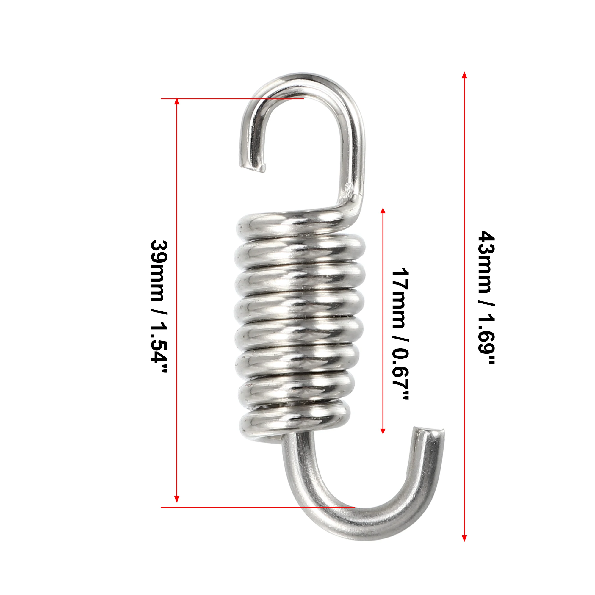 Motoforti 2 Stück 4 Stück 6 Stück 43mm 58mm Schalldämpfer Auspuffrohrfeder für Motorrad Universal Edelstahl Silberfarben – Detail 2