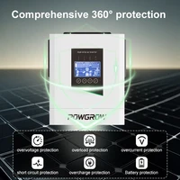 POWGROW 12KW 48V Onduleur hybride hors réseau à onde sinusoïdale pure, double MPPT, entrée PV 60-450V, charge 160A, surtension 15000W, commutation 24KW 10ms, fonctionne sans batterie, UE 3