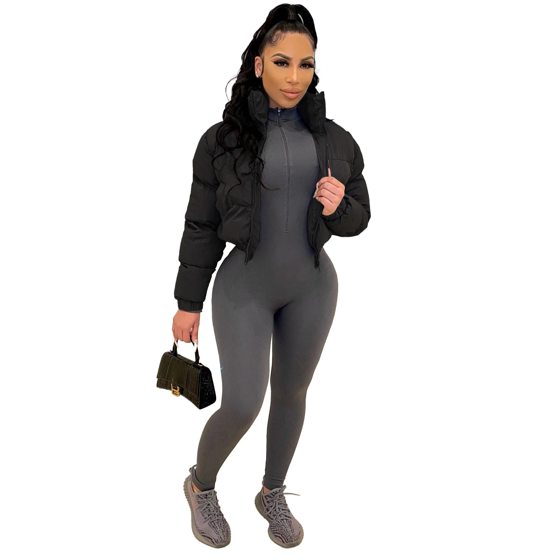 Winter Elegant long sleeve jackets Harajuku Crop Coat Women Y2K Parkas Outerwear Fashion Street Wear Autumn Short Cotton Jacket
