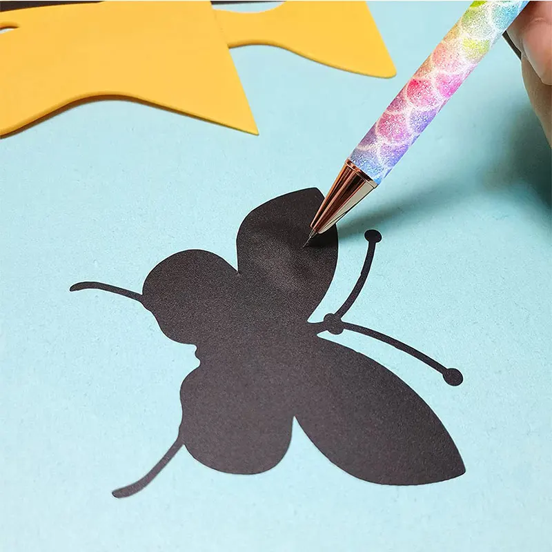 Glitter Air Release Weeding Tool Pin Pen Vinyl Installation, Anti-Slip Weeding Pen for Vinyl, Retractable Vinyl