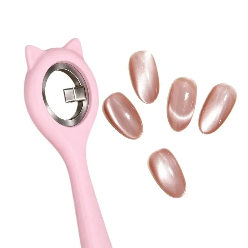 핸들 마그넷이 있는 빠른 블랙홀 효과 마그네틱 네일아트 초보자용 3초 속효성 캣아이 마그넷 강력 링