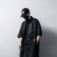 2024 New Japanese Traditional Black Kimono Cardigan Diablo Samurai Ninja Cosplay Suit Chinese Hanfu Style Coat Streetwear - Image 2