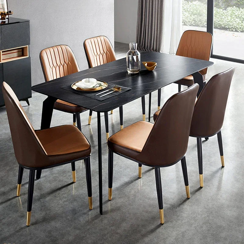 

Light extravagant slate dining tables and chairs modern simple household small marbled JI1R