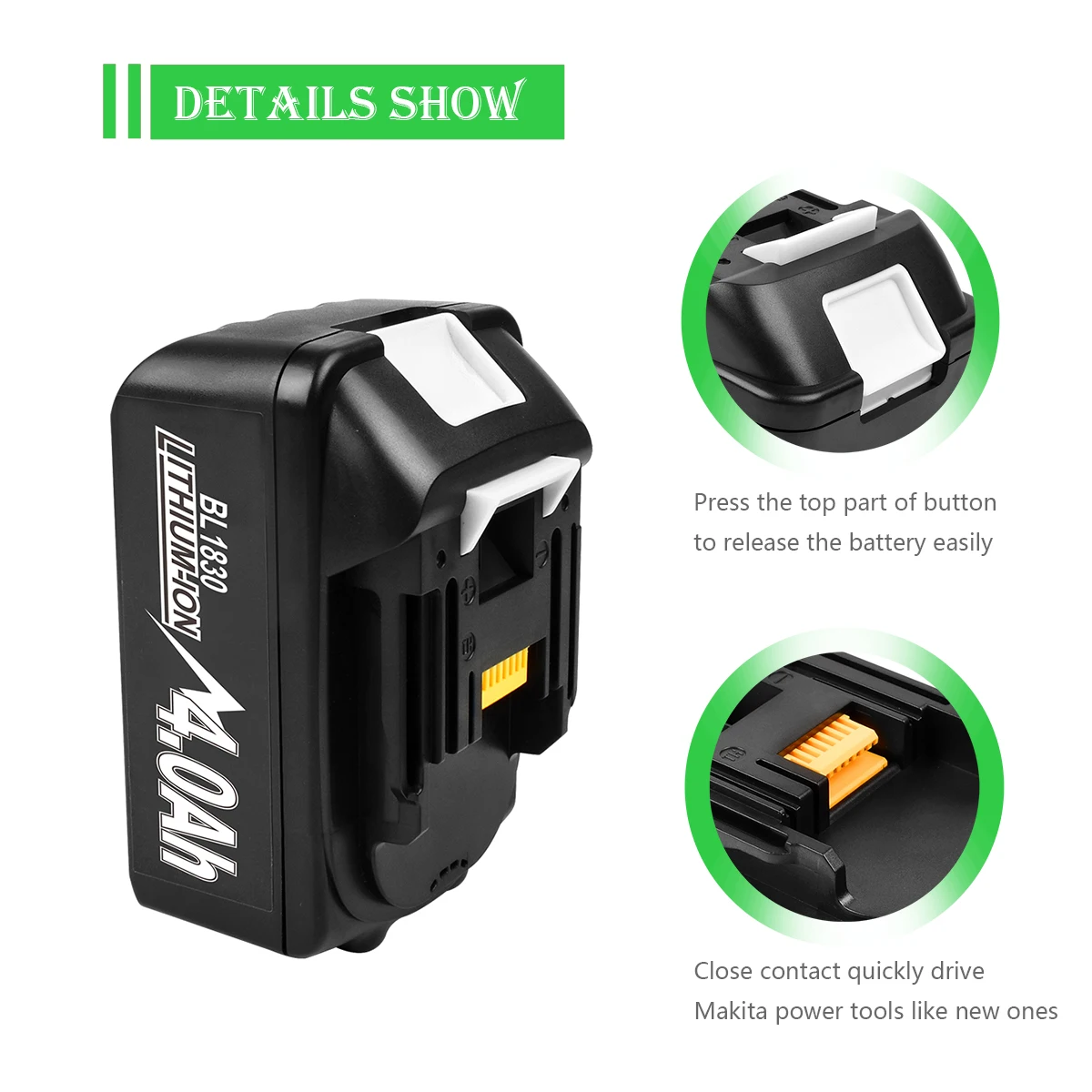 Rechargeable Lithium Battery 18V 3.0/4.0/6.0/9.0Ah For Makita BL1830-BL1840