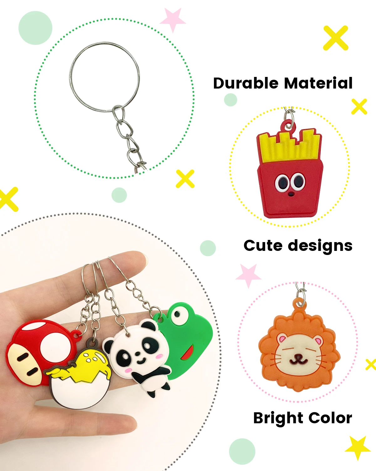 100pcs Anime Keychain for Kids Cartoon Party Favors Mini Cute Keyring for Classroom Prizes Birthday Christmas Party Favors Gift