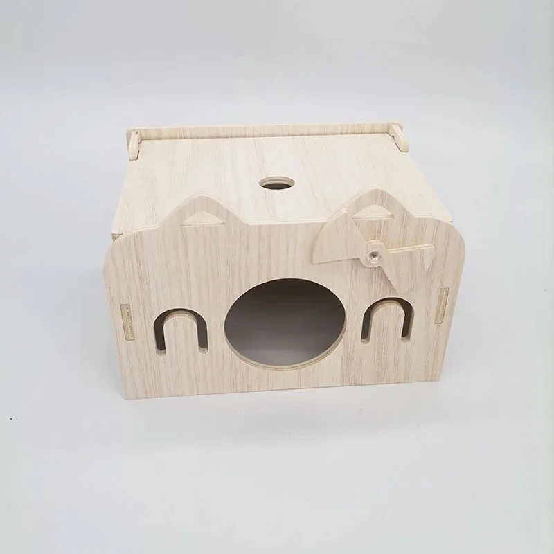 Hamster Nest Escape Room can be peeped into Golden Bear Wooden Small House Sleeping Nest Hamster Landscape Toy Supplies