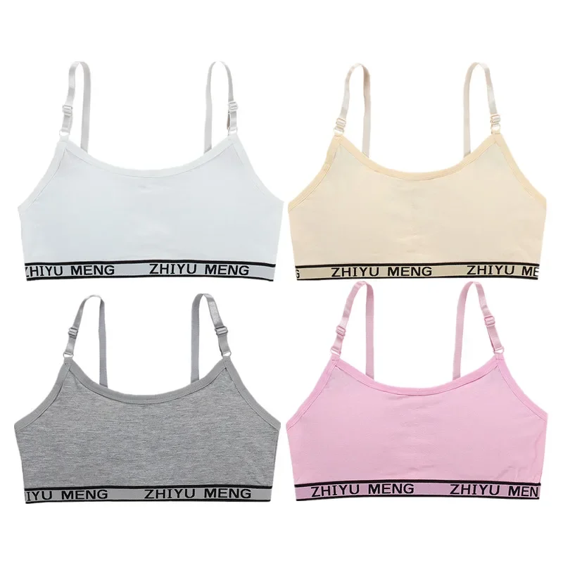 

2pcs Teens Girls Sports Bra Puberty Underwear Wireless Teenager Sport Chest Pad Training Bra 8-16Years