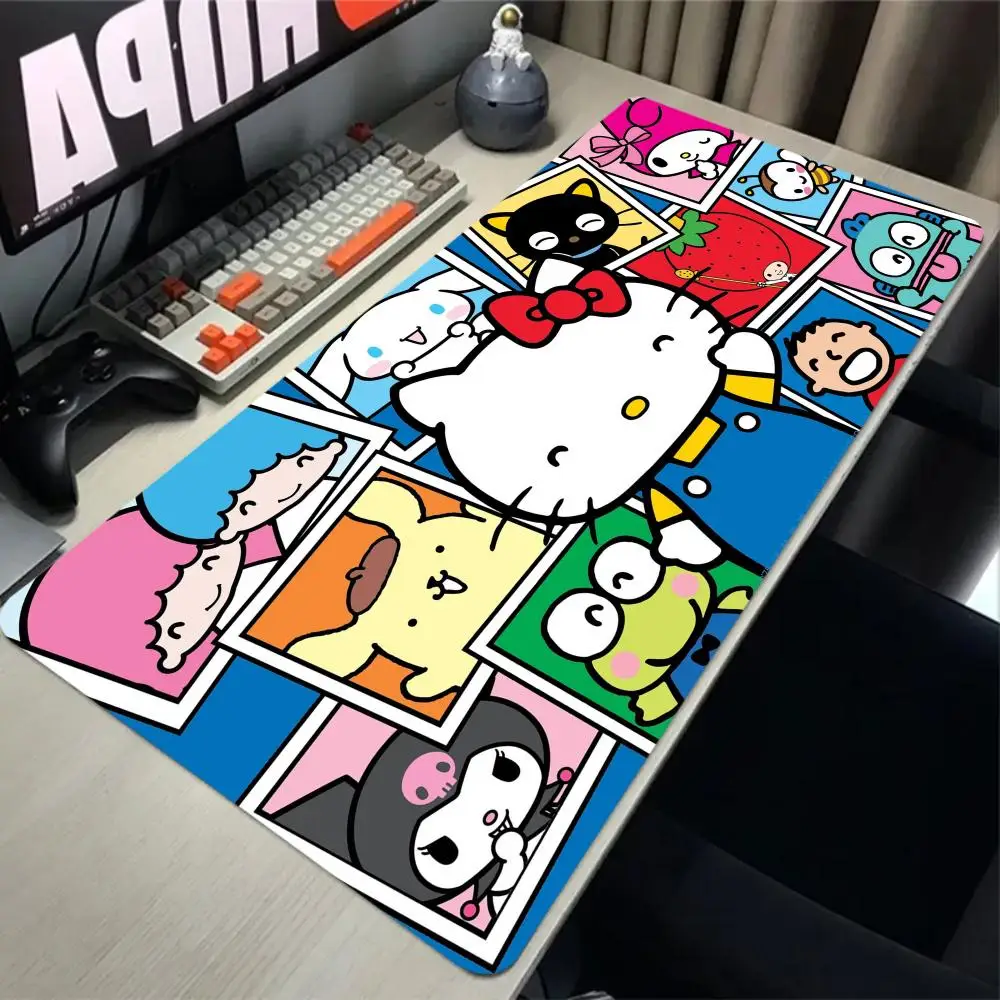 Large Gaming Mousepad Hellos kittys Mouse Pad Gaming Large Mousepad Anti-slip Rubber mat Computer Gamer Desk Mat Stitched Edge