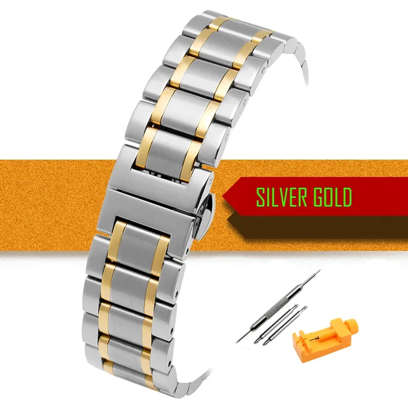 Sleek Stainless Steel Metal Watch Strap - Adjustable Wristband in Various Widths