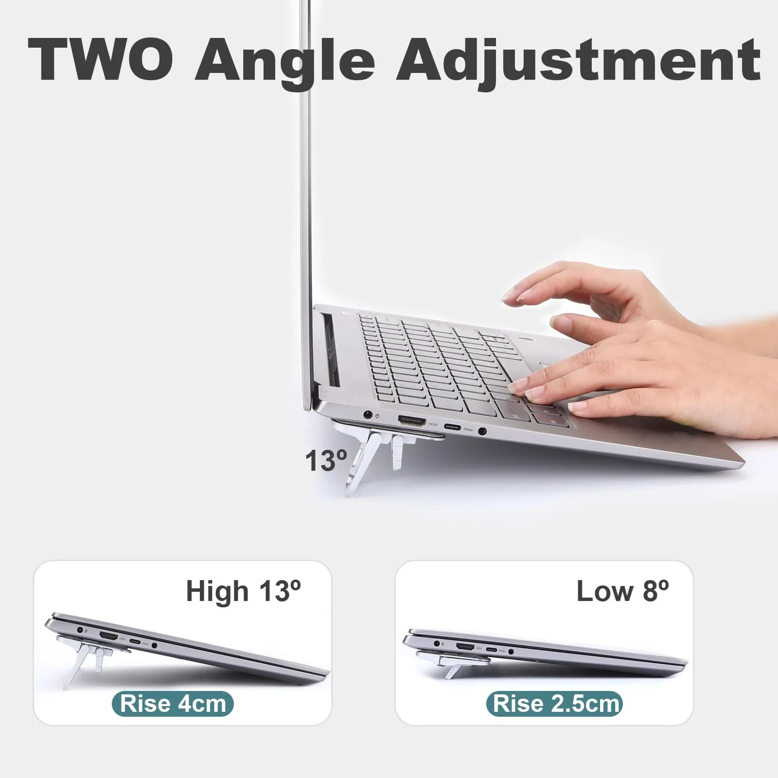 2PCS 미니 접이식 노트북 스탠드 휴대용 노트북 라이저 조정 가능한 각도 자체 접착식 보이지 않는 노트북 홀더 컴퓨터 키보드용