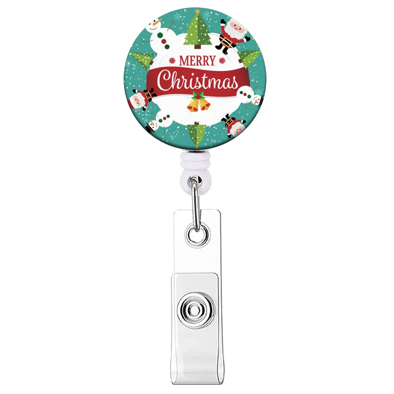 Weihnachts stil einziehbare Abzeichen halter Rollen clip Santa Claus Ausstellungs karten halter Frau Kinder Schneemann ID-Karten ketten clips – Detail 9